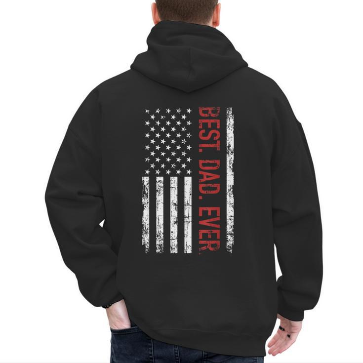 Best Dad Ever US American Flag Gift For Father's Day Short Sleeve Men's Hoodie Back Print