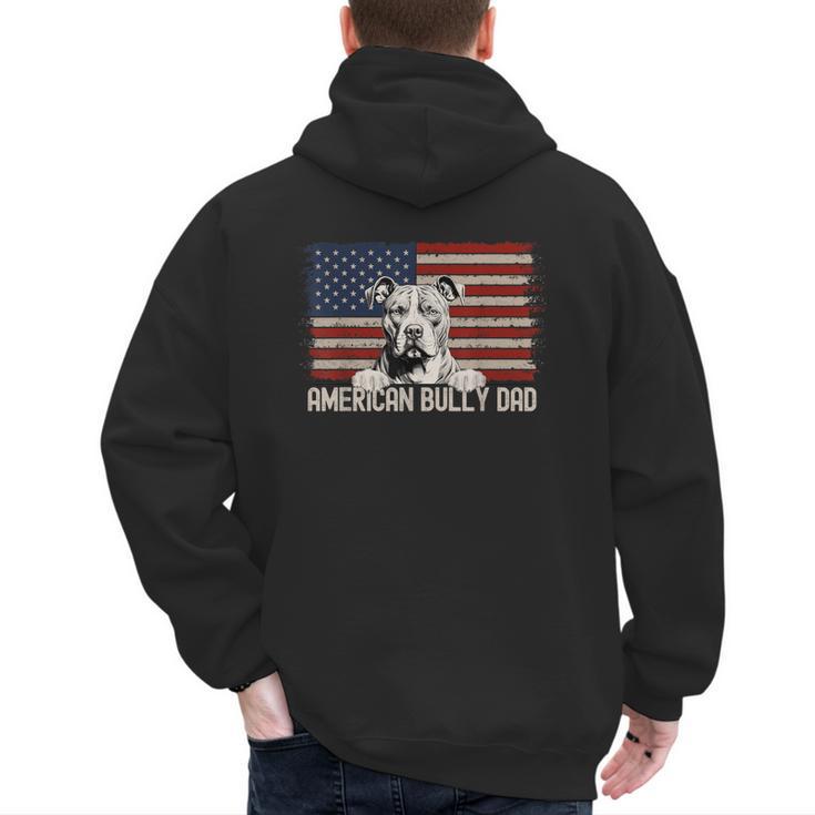 Best Dog Dad Ever American Flag American Bully Dad Men's Hoodie Back Print