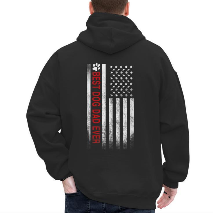 Best Dog Dad Ever American Flag For Best Father Men's Hoodie Back Print