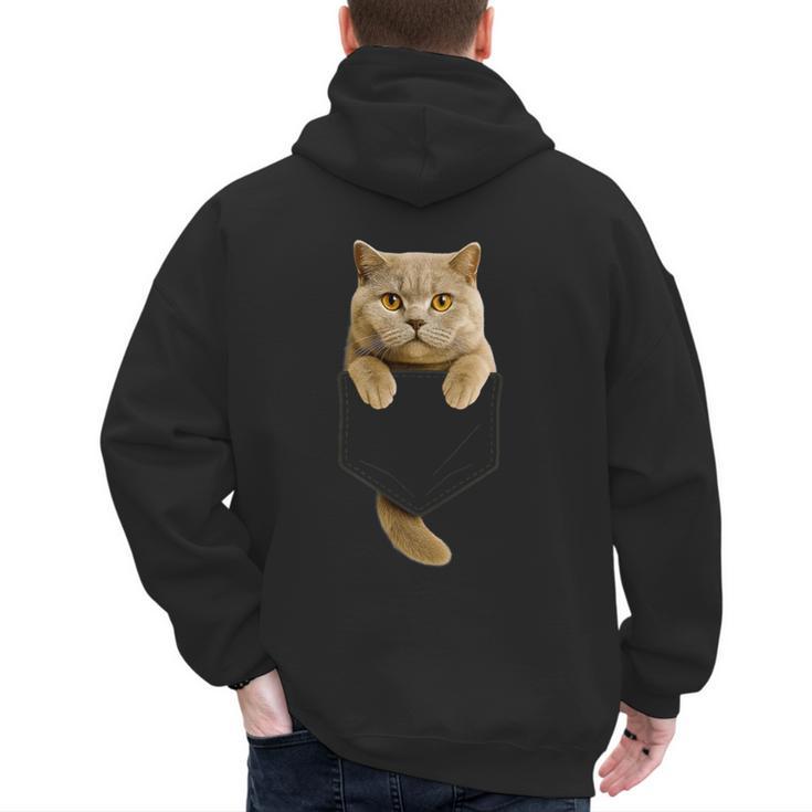 British Shorthair Cat Pocket Cat Mom Cat Dad Cat Lover Men's Hoodie Back Print