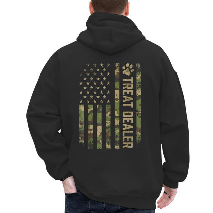 Camo Cat Treat Dealer American Flag US Cat Dad 4th Of July For Men Women Men's Hoodie Back Print