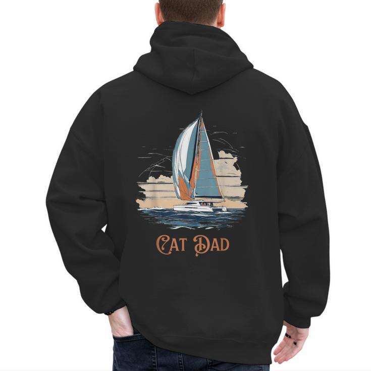 Cat Dad  Vintage Catamaran Sailing Men's Hoodie Back Print