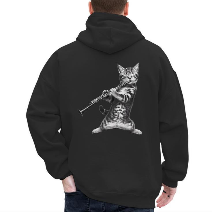 Cat Playing The Clarinet For Cat Lover Cat Mom Cat Dad Men's Hoodie Back Print
