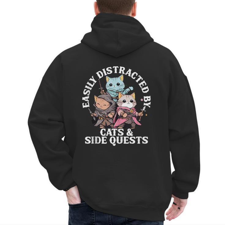 Cats Side Quest Distracted Tabletop Men Women Kids Dad Men's Hoodie Back Print
