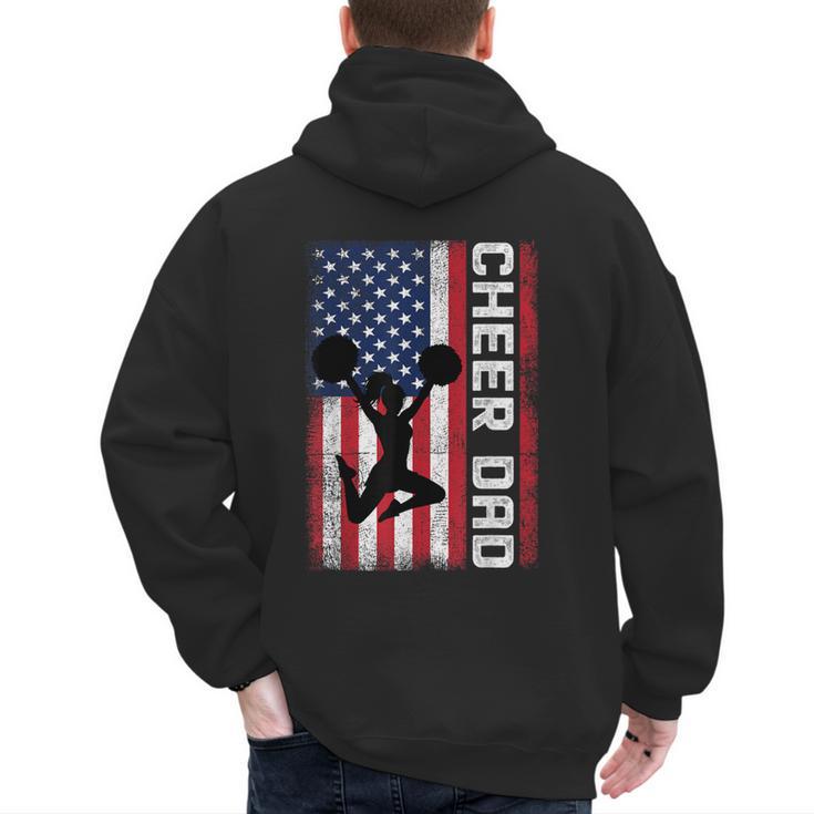 Cheer Dad American Flag Cheerleader Support Men's Hoodie Back Print