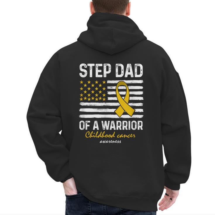 Childhood Cancer Survivor Support Step Dad Of A Warrior Men's Hoodie Back Print