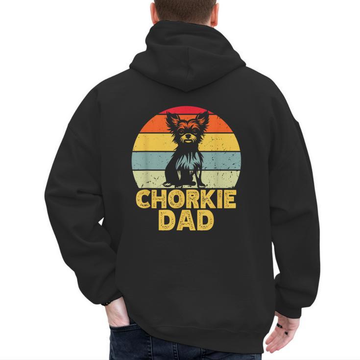 Chorkie Dad Retro Sunset Chihuahua Yorkie Mix Lover Men's Hoodie Back Print