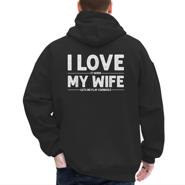 Cool Cornhole Art For Men Dad Love My Wife Husband Corn Hole Small Men's Hoodie Back Print