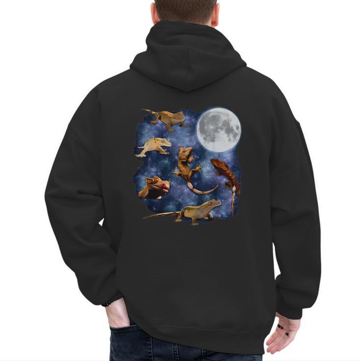 Crested Gecko Moon Retro Reptile Mom Dad Breeder Lover Men's Hoodie Back Print