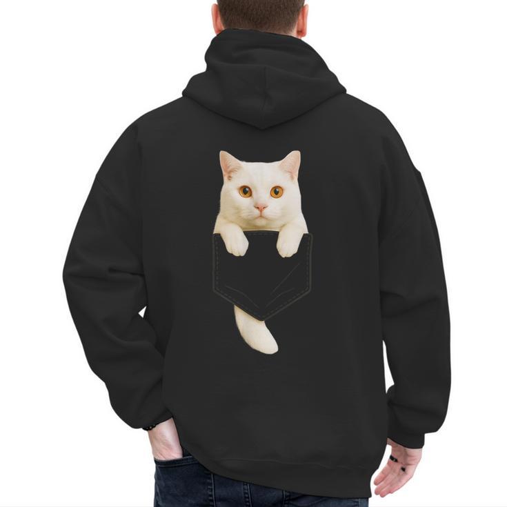 Cute Cat Pocket Cat Mom Cat Dad Cat Lover Men's Hoodie Back Print