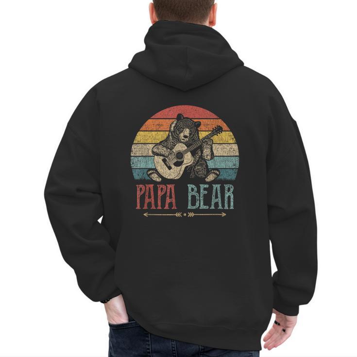Cute Papa Bear Vintage Father's Day Retro Dad Guitar Men's Hoodie Back Print