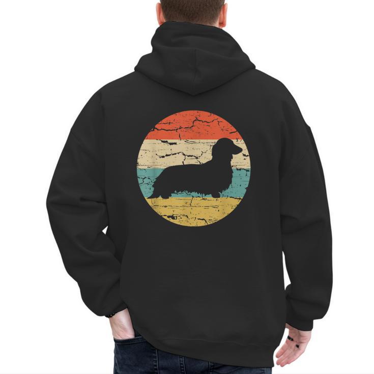 Dachshund Long Haired Dog Vintage Mom Dad Retro Men's Hoodie Back Print