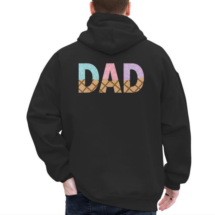 Dad Of 1st First Birthday Girl Ice Cream Men's Hoodie Back Print