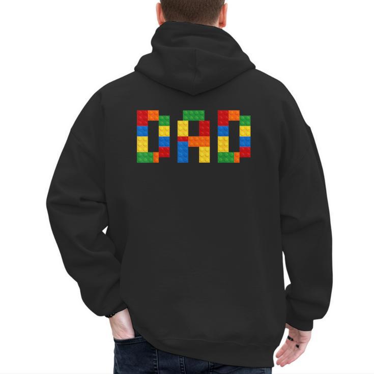 Dad Of The Birthday Boy Building Blocks Bricks Builder Men's Hoodie Back Print