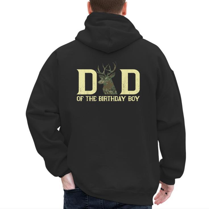 Dad Of The Birthday Boy Deer Hunter Camouflage Flag Men's Hoodie Back Print