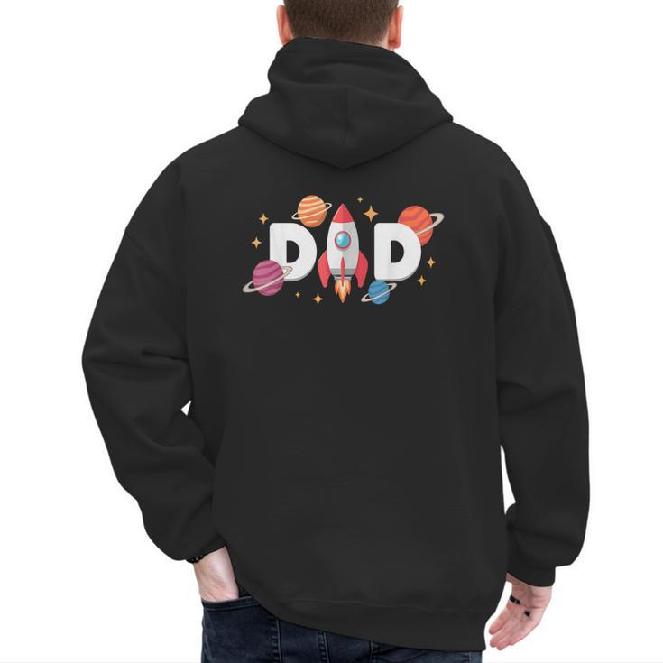 Dad Of The Birthday Boys Space Astronaut 1st Birthday Family Men's Hoodie Back Print