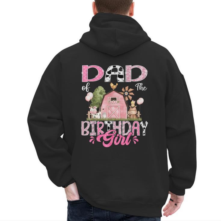 Dad Of The Birthday Girl 1St Birthday Pink Cow Farm Men's Hoodie Back Print