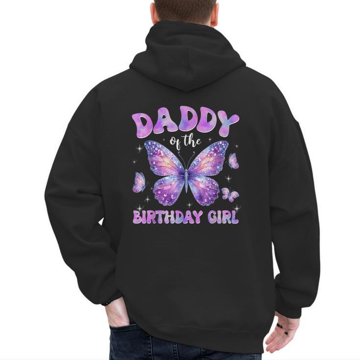 Dad Of The Birthday Girl Tie Dye Butterfly Birthday Family Men's Hoodie Back Print