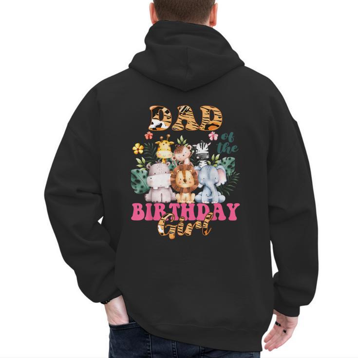 Dad Of The Birthday Girl Zoo Theme Animal Party Safari Cool Men's Hoodie Back Print