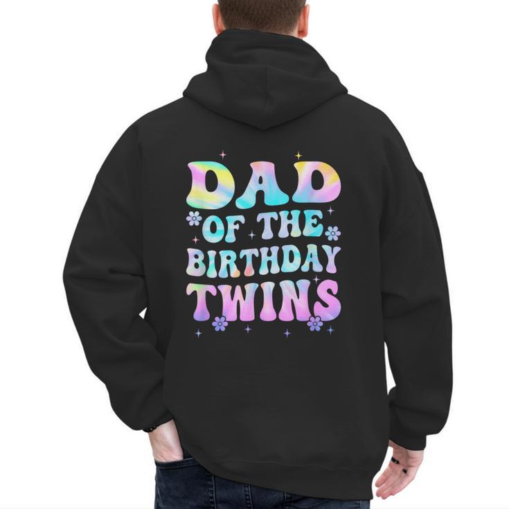Dad Of The Birthday Twins Girls Kids Party Retro Bday Men's Hoodie Back Print