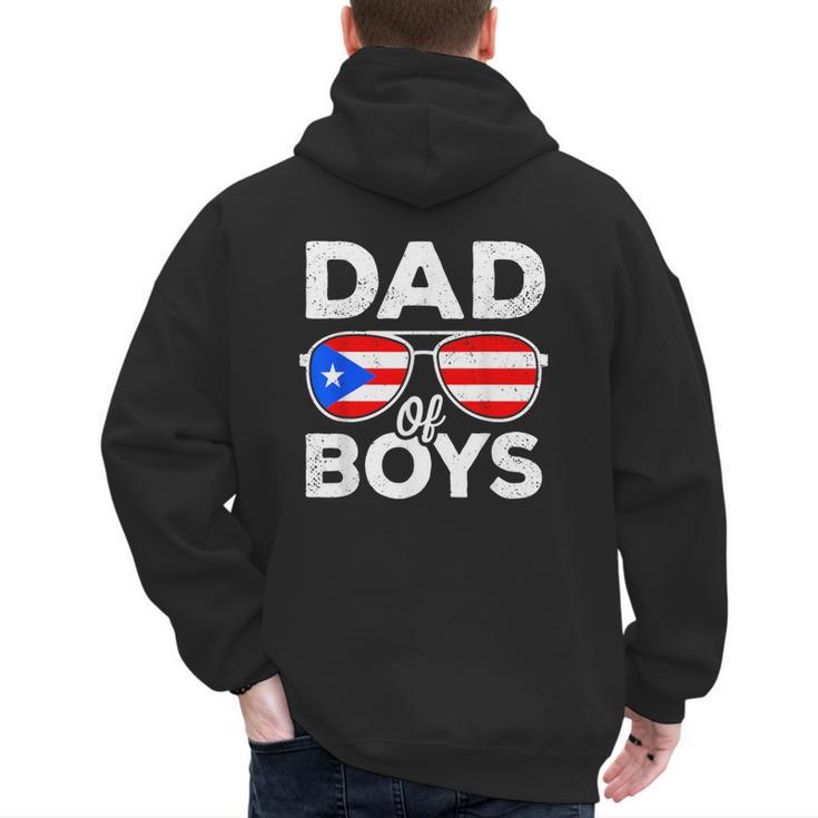 Dad Of Boys Fathers Day Retro Puerto Rico Flag Boricua Dad Men's Hoodie Back Print