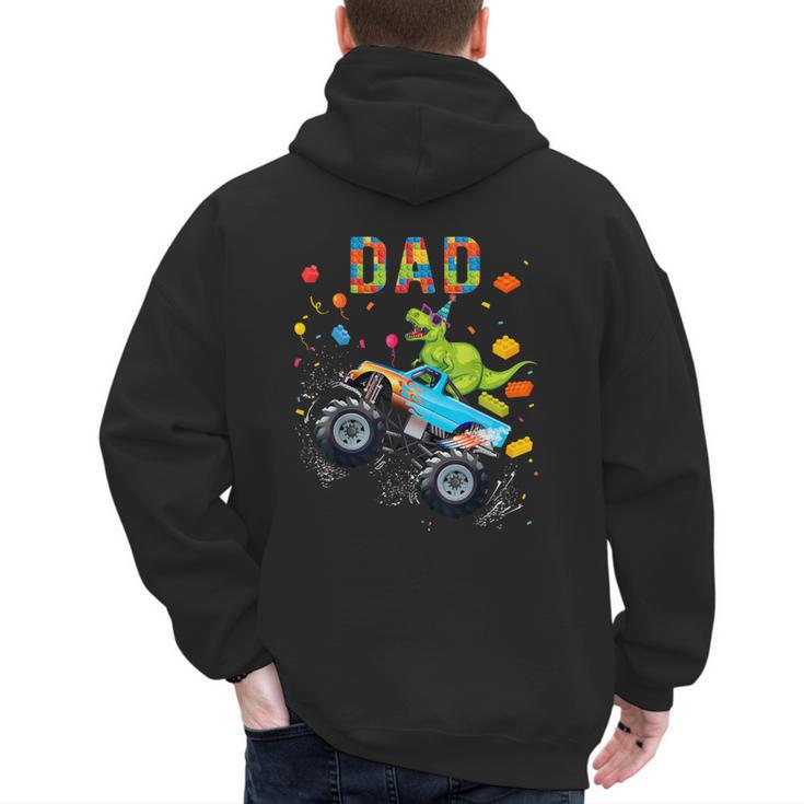 Dad Building Blocks Monster Truck Dinosaur Birthday Men's Hoodie Back Print