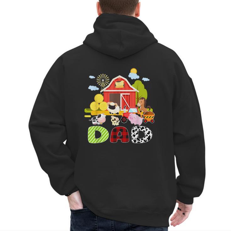 Dad Farm Animal Birthday Family Matching Party Men's Hoodie Back Print