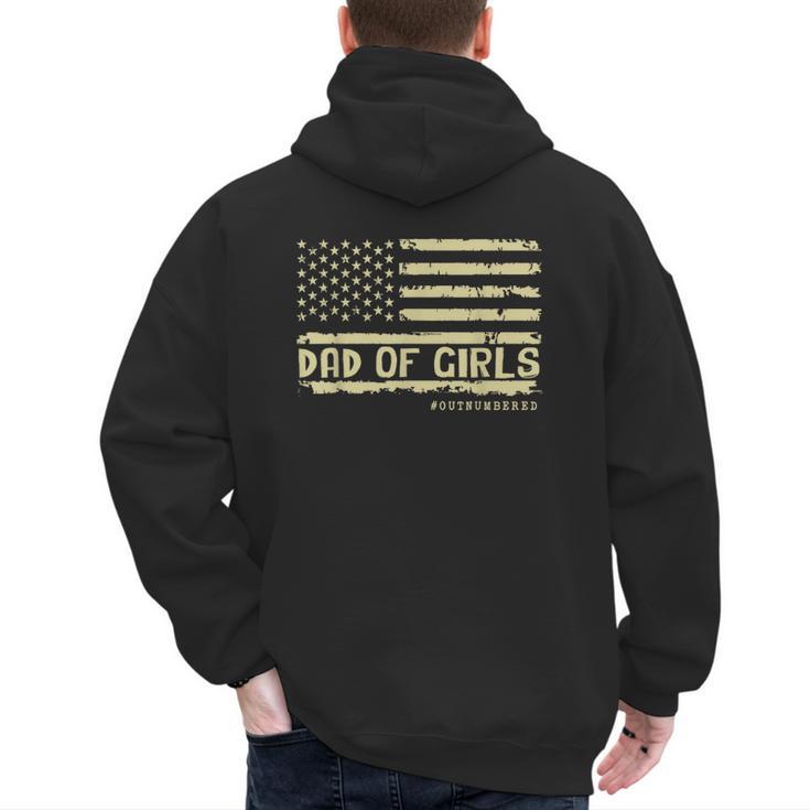 Dad Of Girls Outnumbered US Flag Father's Day Daughter Dad Men's Hoodie Back Print