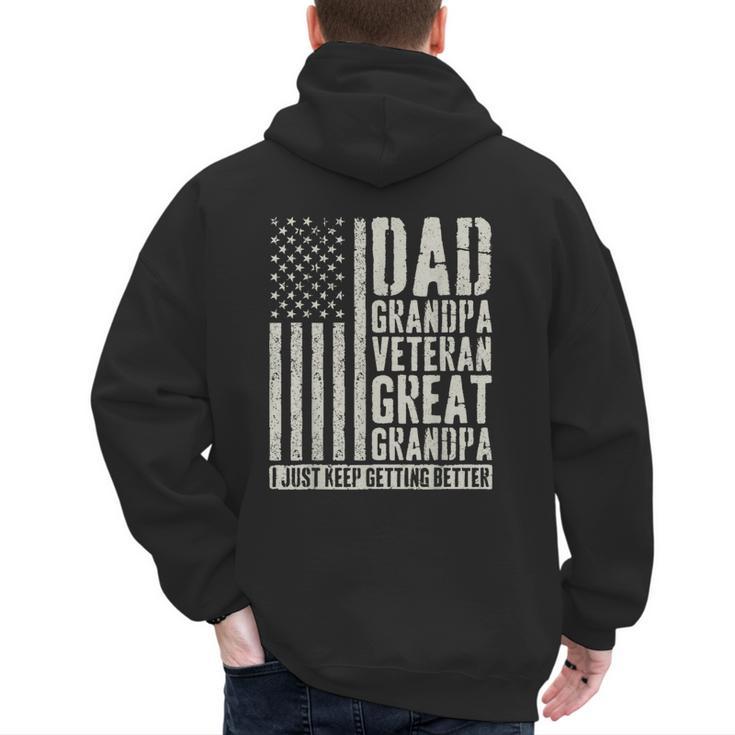 Dad Grandpa Veteran Great Grandpa Men's Hoodie Back Print
