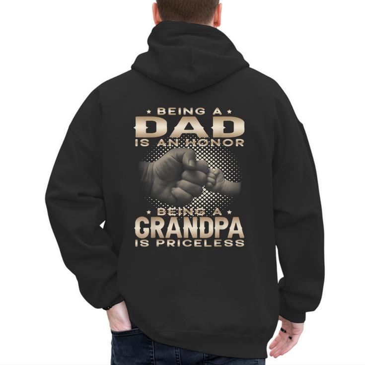 Being a Dad Is An Honor Grandpa Is Priceless Fathers Day Men's Hoodie Back Print