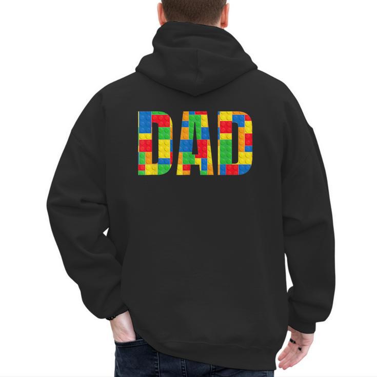 Dad Parent Brick Master Builder Building Blocks Set Family T Men's Hoodie Back Print
