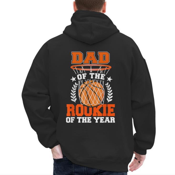 Dad Of Rookie 1st Basketball Bday Theme Matching Men's Hoodie Back Print