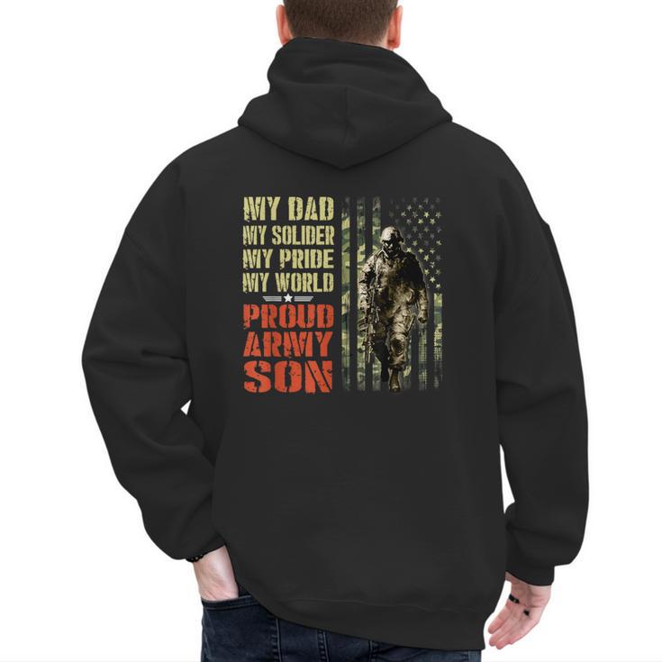 My Dad Is A Soldier Hero Proud Army Son US Military Men's Hoodie Back Print