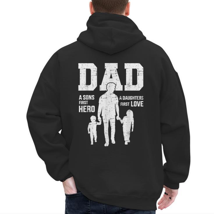 Dad Sons First Hero Daughter Love For Father's Day Men's Hoodie Back Print