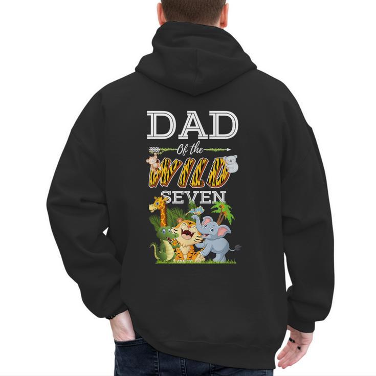Dad Of The Wild Seven Animal Safari 7th Birthday Party Men's Hoodie Back Print