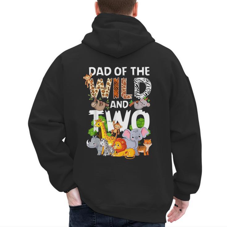 Dad Of The Wild Two Zoo 2nd Birthday Safari Jungle Animal Men's Hoodie Back Print