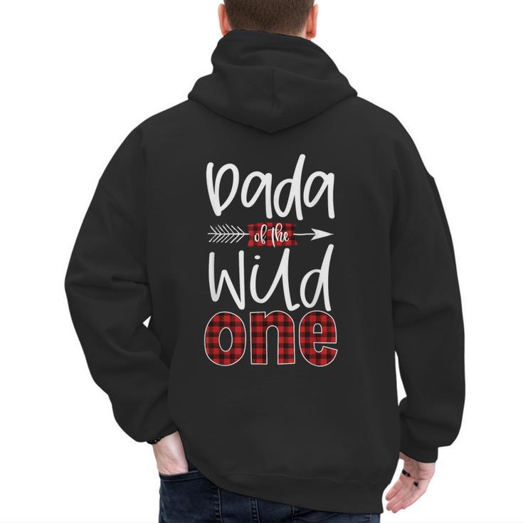 Dada Of The Wild One Buffalo Plaid Lumberjack 1st Birthday Men's Hoodie Back Print