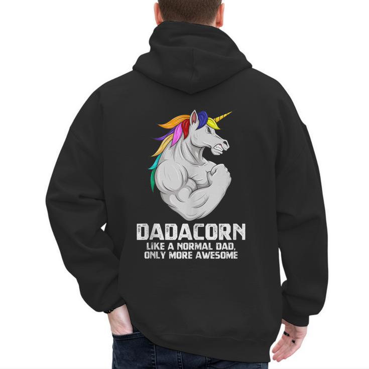 Dadacorn Muscle Dad Unicorn Fathers Day Men's Hoodie Back Print