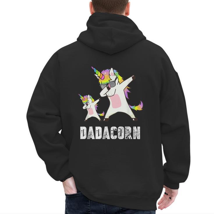 Dadacorn Shirt Unicorn Dad And Baby Best Father Men's Hoodie Back Print
