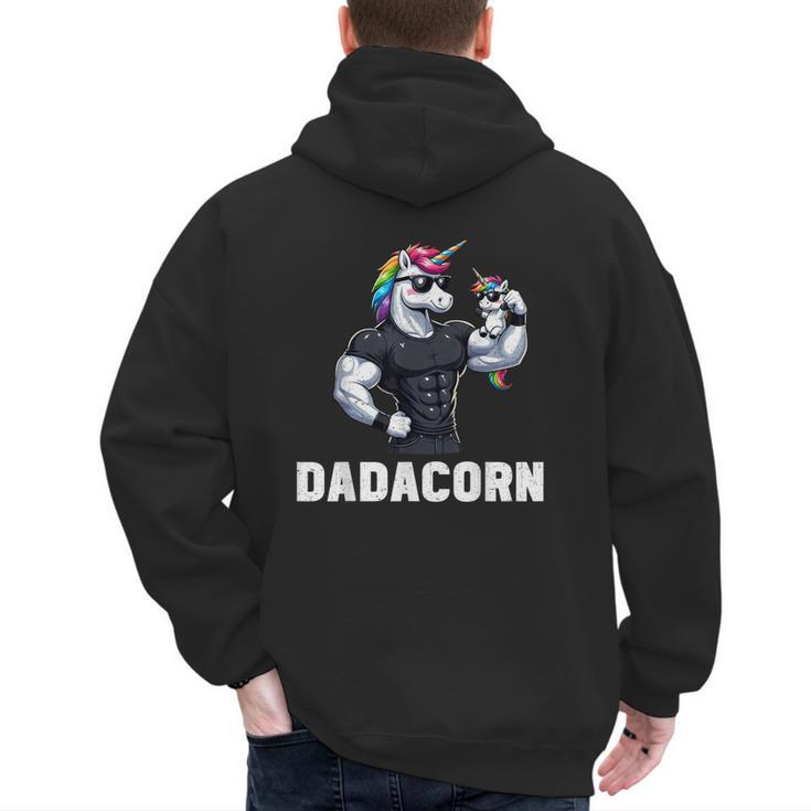 Dadacorn Unicorn Dad Papa Father's Day Daughter Men's Hoodie Back Print