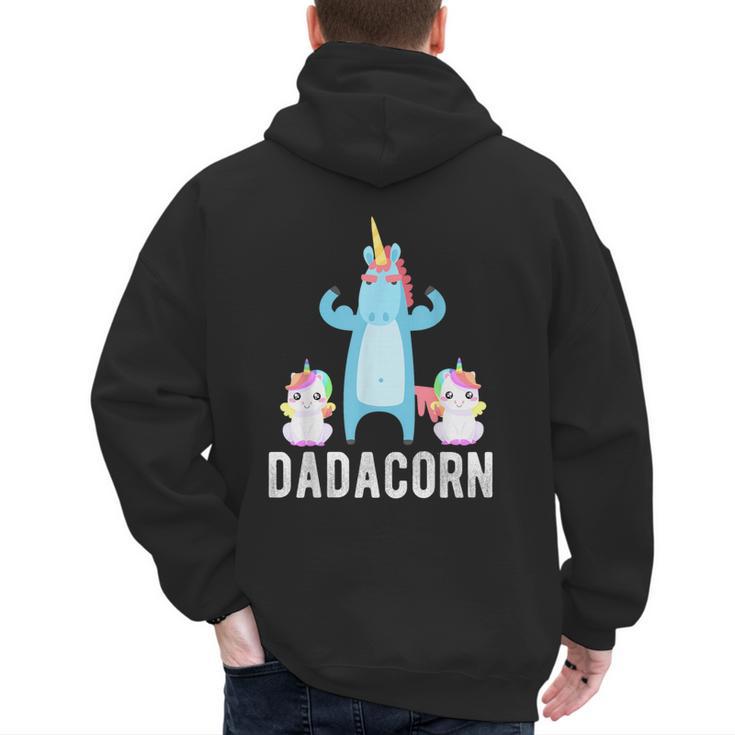 Dadacorn Unicorn Lover Tee For Papa Dad And Kid Men's Hoodie Back Print