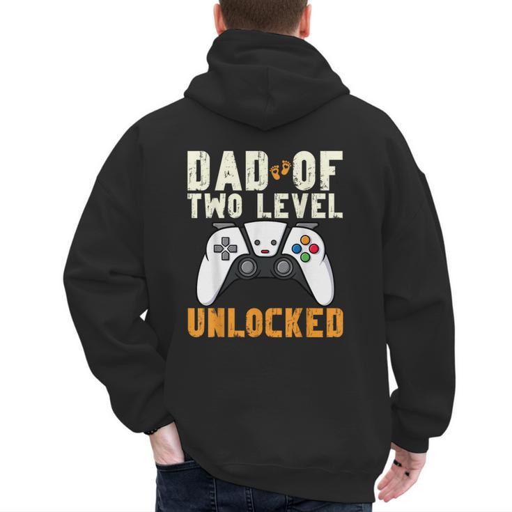 Daddy Again Leveled Up To Dad Of 2 Gamer Dad Level Unlocked Men's Hoodie Back Print