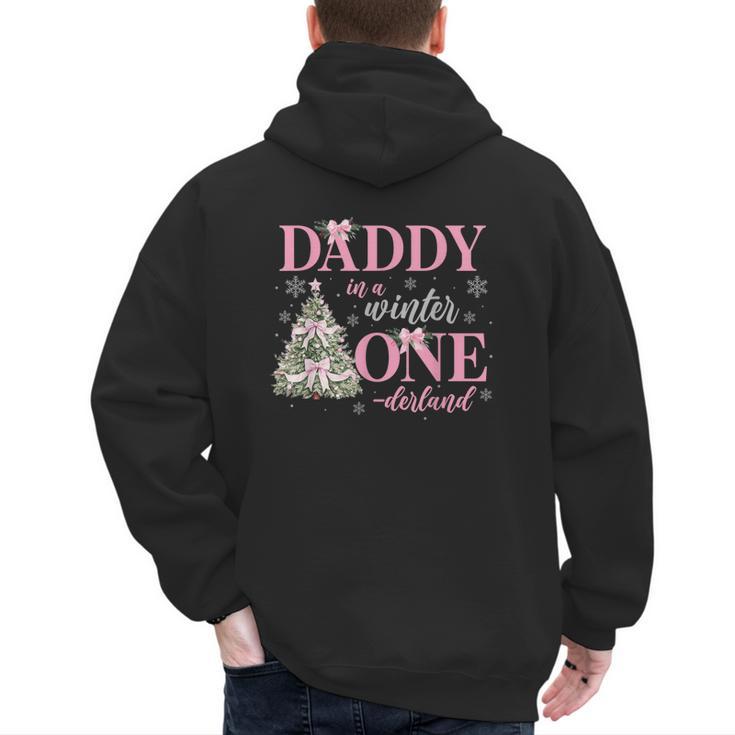 Daddy In a Winter Onederland Birthday Girl Christmas Tree Men's Hoodie Back Print