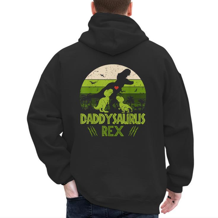 Daddysaurus Rex 2 Kids Sunset Tshirt For Fathers Day Men's Hoodie Back Print