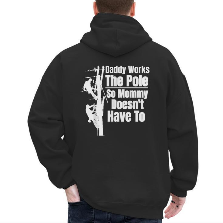 Dads Electrical Lineman Gear Husband & Lineman Wife Men's Hoodie Back Print