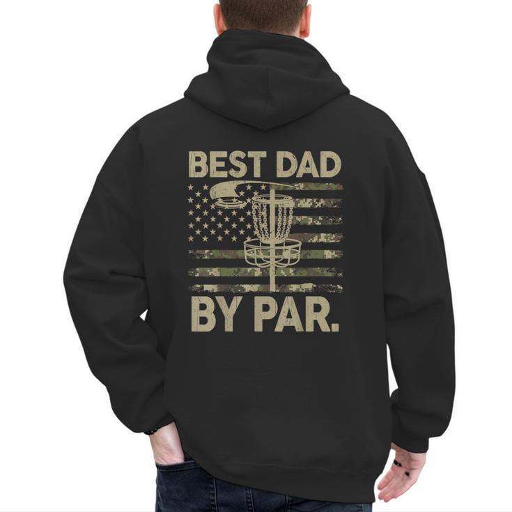 Disc Golf Frisbee Best Dad Par Camo US Flag Golfer Men's Hoodie Back Print