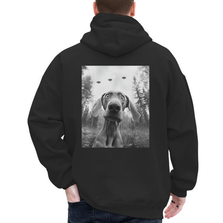 Dog Mom Dad Alien Selfie Weimaraner UFO For Men Women Men's Hoodie Back Print