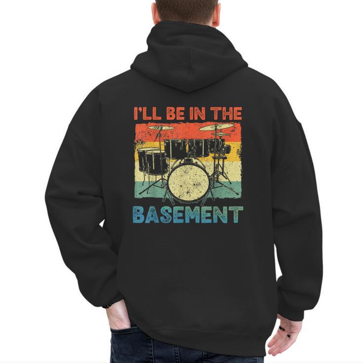 Drumming Basement Drum Set Drummer Rock Dad Grandpa Men's Hoodie Back Print