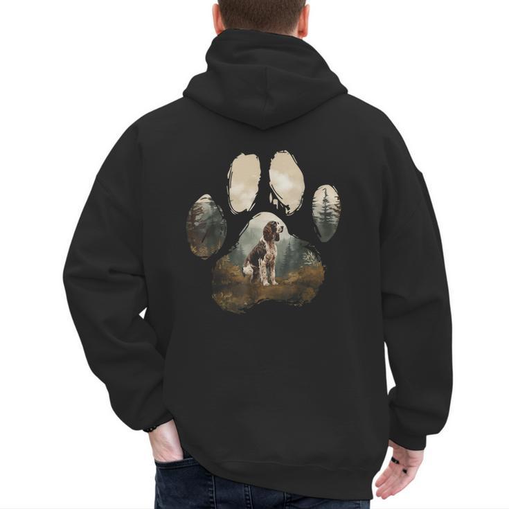 English Springer Spaniel Mountain Paw Dog Mom Dad Men's Hoodie Back Print