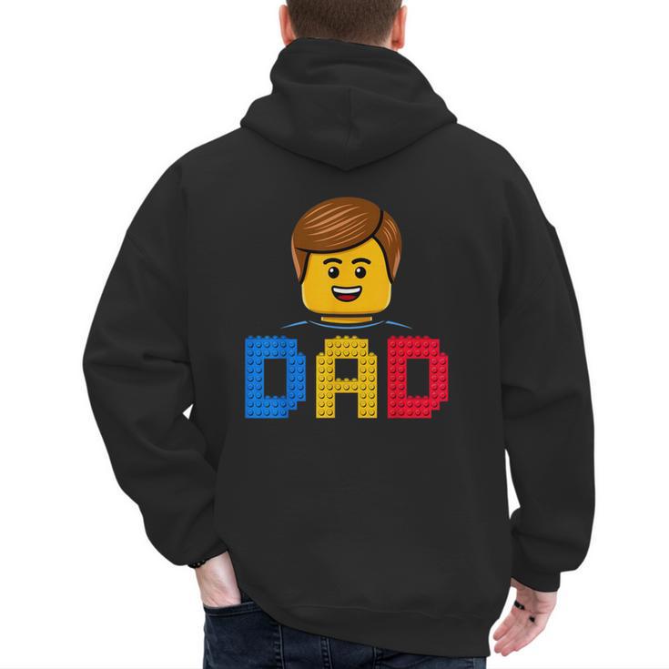Family Dad Master Builder Building Bricks Blocks Fathers Day Men's Hoodie Back Print